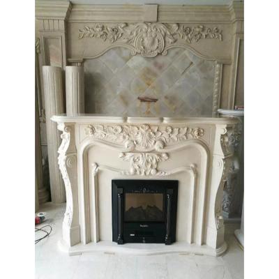 China Fireplacer Traditional Hot Sale Marble Medallion Fireplace Living Room European Contemporary Fireplacer Morocco Price Fireplace for sale