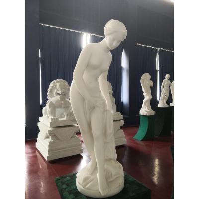 China Modern Zimbabwe White Woman Stone Sculpture Carve From Sagittarius Backyard Marble Statue for sale