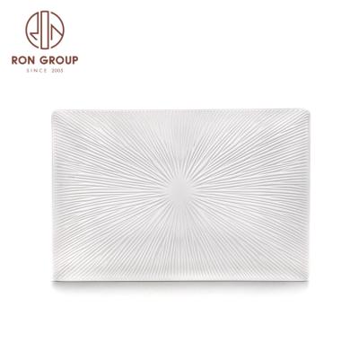 China Viable No Broken Customized Printing Rectangle Melamine White Plastic Dinner Plate Set for sale