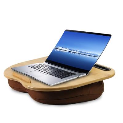 China Anti Dust Mite/Non-Toxic/Breathable Wooden Lap Desk Bamboo Laptop Pillow Table Tray Portable Laptop Desk with Soft Pillow Cushion for sale