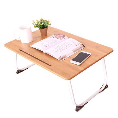 China Foldable/Healthy/No Smell/Strong Bamboo Wooden Laptop Table Laptop Bed Desk Fold Lift Small Study Notebook Desk with Slot for sale