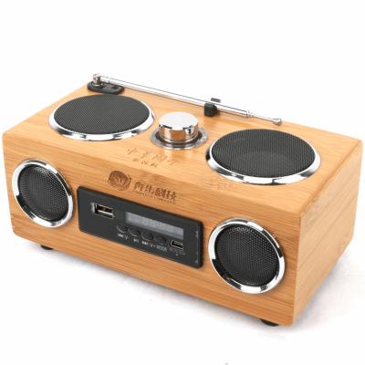 China Handcrafted Music Player Portable Bamboo Speaker By Radio Bluetooth 6W Speaker Sound Box Visual Call With FM Radio for sale