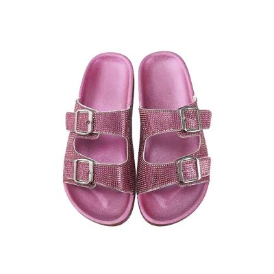 China Good Quality Anti-Slippery Custom Shoes Rhinestone Summer Beach Sandals For Ladies Women Thick Heeled Slipper Sandals for sale