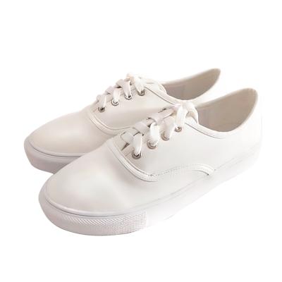 China 2022 Fashion Anti-slippery Ladies Lace Up Plain White Casual Close Toe Flats Women Flat Shoes Shoes for sale