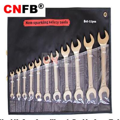 China Beryllium bronze and aluminum bronze alloys Non-sparking low price hardware wholesale hand tool open end wrench double set-13pcs for sale