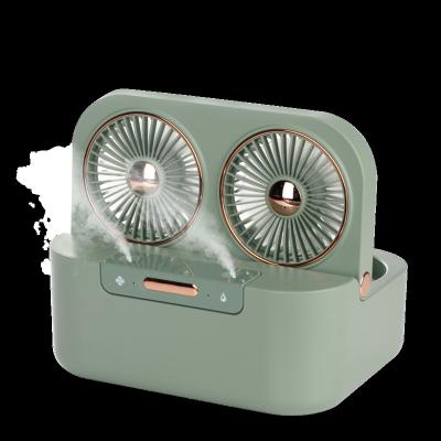 China 4000mah Portable Mist Water Fan Dual Motor Dual Motor Dual Motor Table Fan Rechargeable Jet Fan OEM Spare Parts for sale