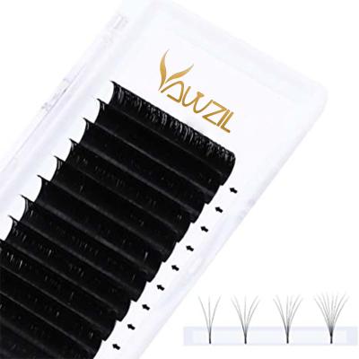 China OEM Lightweight High Quality YAWZIL Private Label Easy Fan 0.03 0.05 0.07 0.10 0.15 0.20 0.25mm J Since C Dual Density Curl Glitter Eyelash Extension cc D for sale