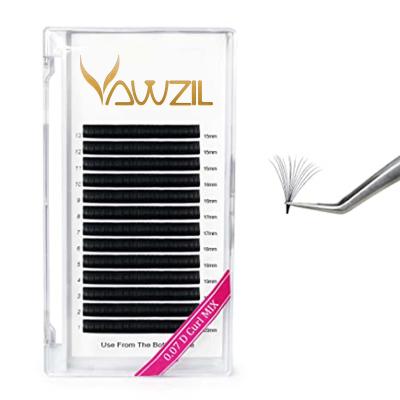 China YAWZIL OEM Private Label Light Fan Blooming 0.05 0.07 0.15 0.20 0.25mm J Since Fake Fanning Easy Mink Volume Lash C cc D Dual Density Curl Extension for sale