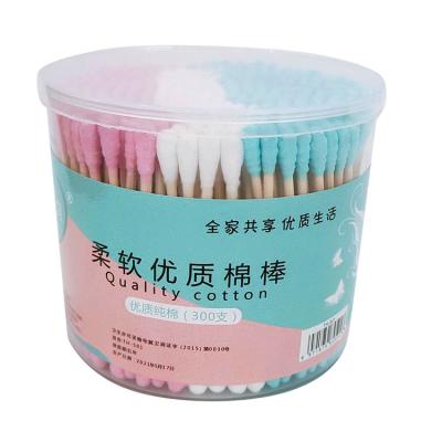 China Daily Cleaning 300 Color Cotton Swabs Boxed Dual Head Swabs Makeup Remover Cotton Wholesale Cotton Baseball Swabs OEM Customization for sale