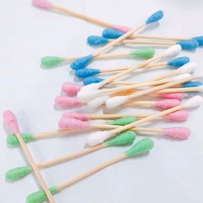 China Colorful Disposable Double-End Tips Daily Cleaning Reusable Double Headed Cotton Swab for sale