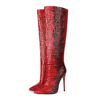 China Durable hoslasen luxury red snake shoes overknee boots women 1 pair boots for women for sale