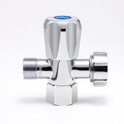 China Modern 1/2 Fast Open Chrome -plated Double Outlet Angle Valve 1/2 Fast Open Customized Angle Valve Brass Body Plastic Hand wheel for sale