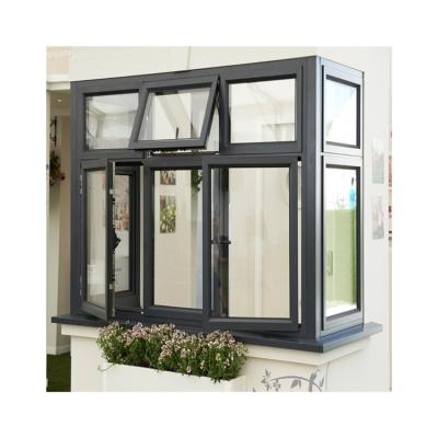 China Thermal Break Aluminum Casement Windproof Windows With Mosquito Net And Wooden Security Bar for sale