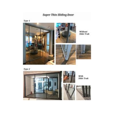 China Waterproof Aluminum Slide Door for Balcony Tempered Glass Interior Aluminum Silent Double Sliding Doors for Villa Apartment for sale