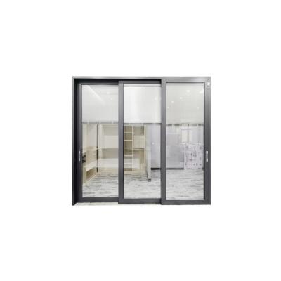 China Waterproof 3 Panel Portable Glass Sliding Linkage Door Tempered Frame Interior Aluminum Sliding Doors System Telescopic Sliding Door Slim for sale