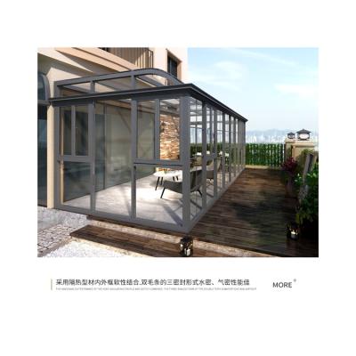 China Modern Glass House Garden Exterior Door Greenhouse Roof Exterior Wall Aluminum Solarium Solarium for sale