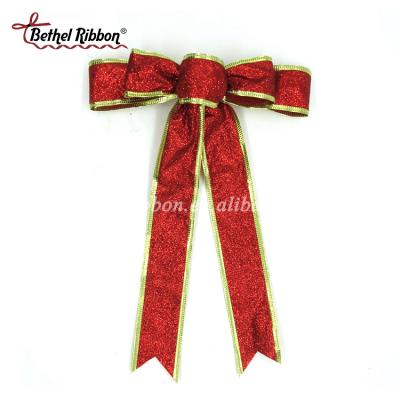 China Christmas Tree Decor Expressions Wire Edge Glitter Bow Ribbon WiredBow002 for sale