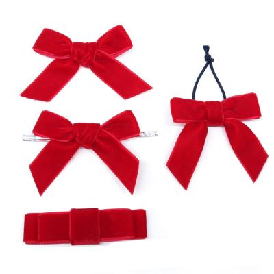 China Velvet Ribbon Bow Pre Tied Ribbon Bows Velvet Bow Tie Velvet Ribbon Bow For Perfume Decoration for sale