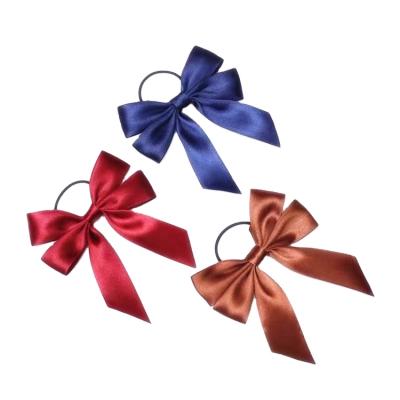 China Custom handmade custom made satin ribbon bow with elastic loop pre tied ribbon bows for wine bottle for sale