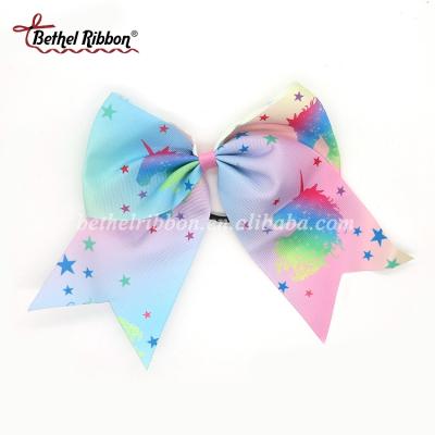 China Competitive Cheer Ribbon Bottom Price Sublimation Ribbon Hair Bows for sale