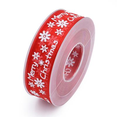 China Christmas Organza Ribbon Merry Christmas Silk Ribbon For Christmas Gift Wrapping for sale