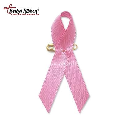 China Hot Selling Double Face Or Single Face Pink Breast Cancer Awareness Ribbon Bow for sale