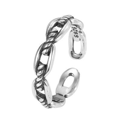 China High personality FASHIONABLE punk style temperament ring 925 Sterling Silver Ring Retro Chain jewelry gift for women for sale