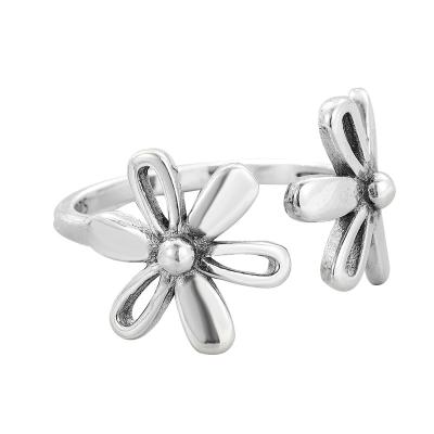 China 925 Sterling Silver Ring Retro Color Daisy Flowers Adjustable Temperament Ring Women's Superior Fashion Trendy Women's Jewelry for sale