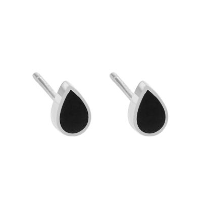 China TRENDY 925 Sterling Silver earrings drop to stick mini drop water women fashion black personality earrings type style stud jewelry gift for sale