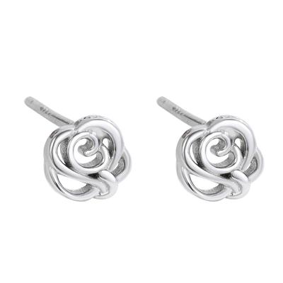 China TRENDY 925 Sterling Silver Stud Earrings Rose Flower Stud Earrings Fashion Personality Simple Women's Jewelry Gift for sale