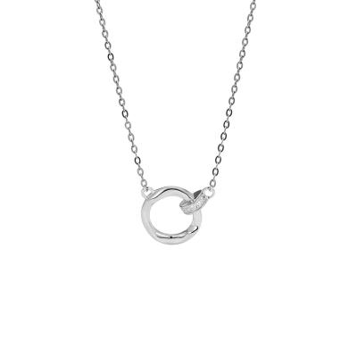 China TRENDY Fashion Trendy 925 Sterling Silver Round Chain Necklace Personality Clavicle Circle Necklace Women's Jewelry Gift Wholesale for sale