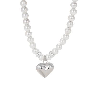 China Fashionable Classic Clavicle Chain 925 Sterling Silver Necklace Heart Pearl Personality Necklace Temperament Jewelry for sale