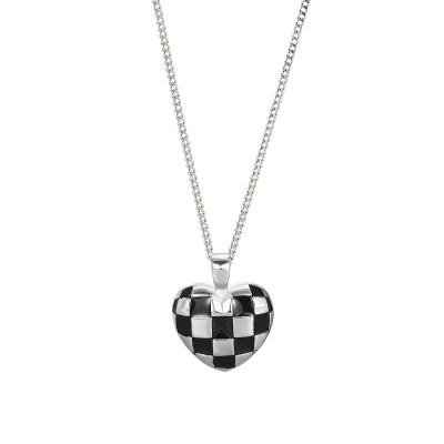 China FASHIONABLE 925 Sterling Silver Necklace Heart checkerboard necklace fashion necklace superior temperament women silver jewelry for sale