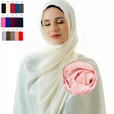 China Pleated Malaysian Chiffon Wrinkle Hijab Scarf Solid Color Stripe Headwear Scarves Headscarf for sale