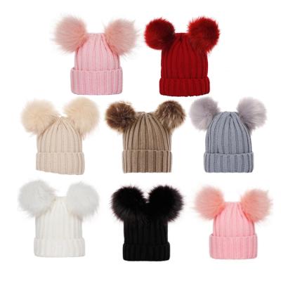 China Baby Warmer Beanie Crochet Cap Mother Hat Women Baby Hat Parent 2PCS Child Winter COMMON Hat for sale