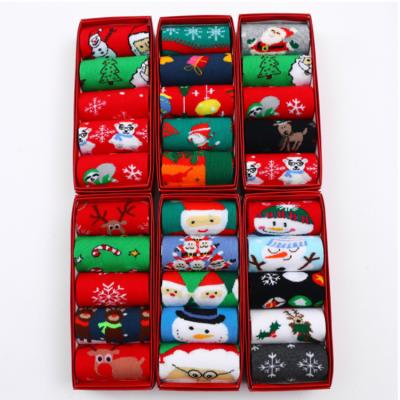 China Viable Christmas Socks Holiday Socks Fun Colorful Crew Socks For Novelty Gifts 5 Pairs In A Box for sale