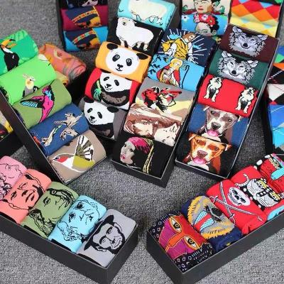 China Viable Promotional Cotton Cartoon Business Funny Printed 100% Dress Crew Socks Mens Socks For Men for sale