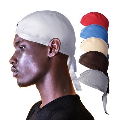 China Breathable Custom Logo Headwear Embroidery Polyester Soft Color Casual Durag Single Hat For Men for sale