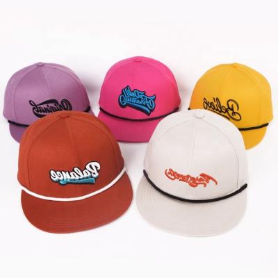 China Custom Made Logo Cotton Embroidered Sport Snapback Men's Hats With String for sale