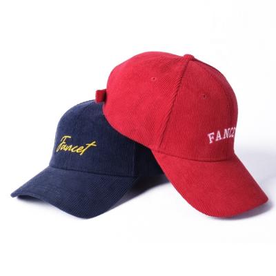 China COMMON Custom Logo 6 Panel Cotton Corduroy Comfortable Mens Womens Baseball Cap Hats for sale