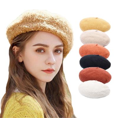 China 2021 Customs Custom Black French Warm Logo Embroidery Beret Hat Comfortable Hat for Women and Girl for sale