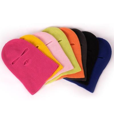 China JOINT Women's Comfortable Embroidery Knitted Logo Custom 3 Hole Balaclava Ski Mask for sale