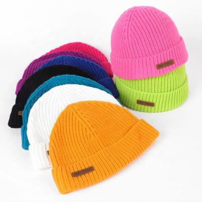 China Custom Fisherman COMMON Knitted Beanie Winter Hats from Logo Womens Common Acrylic Embossed for sale