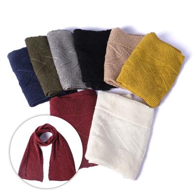 China Warm& Wholesale Comfortable Ladies Color Acrylic Elegant Color Knitted Scarves for sale