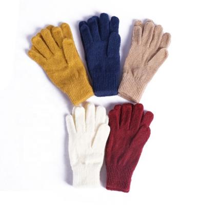 China Warm& Winter Ladies Plain Jacquard Soft Stretchy Thick Warm Outdoor Comfortable Color Acrylic Gloves for sale