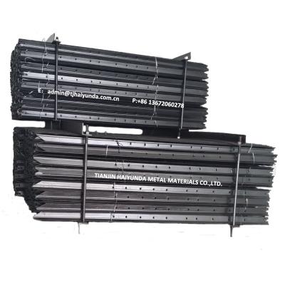 China Easily Assembled Heavy Black High Level 1.86kg Per Meter Metal Star Stakes, Steel Barrier Y Tar Liner Posts for sale