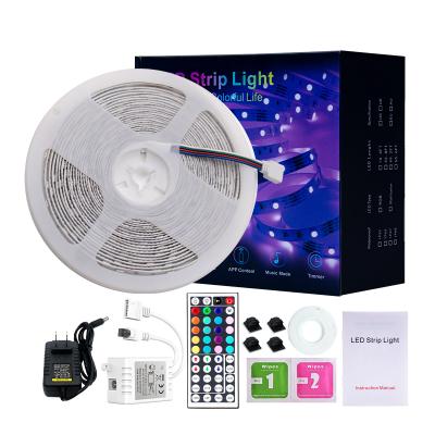 China Smart LANDSCAPE 5meter 150leds RGB led with 44key IR remote control non-waterproof led strip IP20 light kit for sale