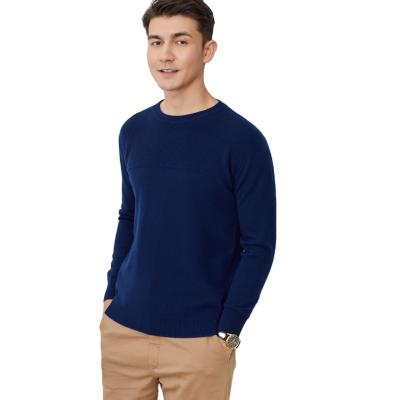 China Anti-wrinkle Winter Use Crew Neck Sweater 100%Cashmere Solid Color Knitted Sweater Men Keep Warm Thickening Type for sale