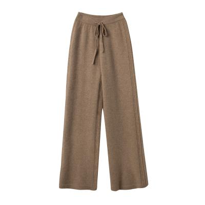 China High Quality Anti-wrinkle Women Pants 35%Cashmere 65%Wool Drawstring A Plain Color for sale