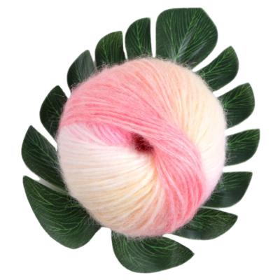 China 16/2 nanometer rainbow mohair blend silk fancy cake anti-static colorful yarn hand knitting yarn in stock for sale